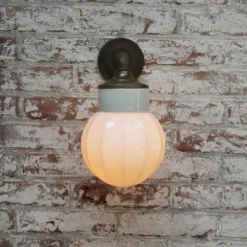 Best Pamono Vintage Industrial White Wall Lamp in Porcelain and Opaline Glass