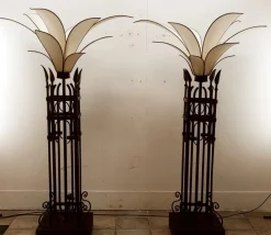 Pamono Vintage Iron Palm Tre Floor Lamp with Fabric Petals