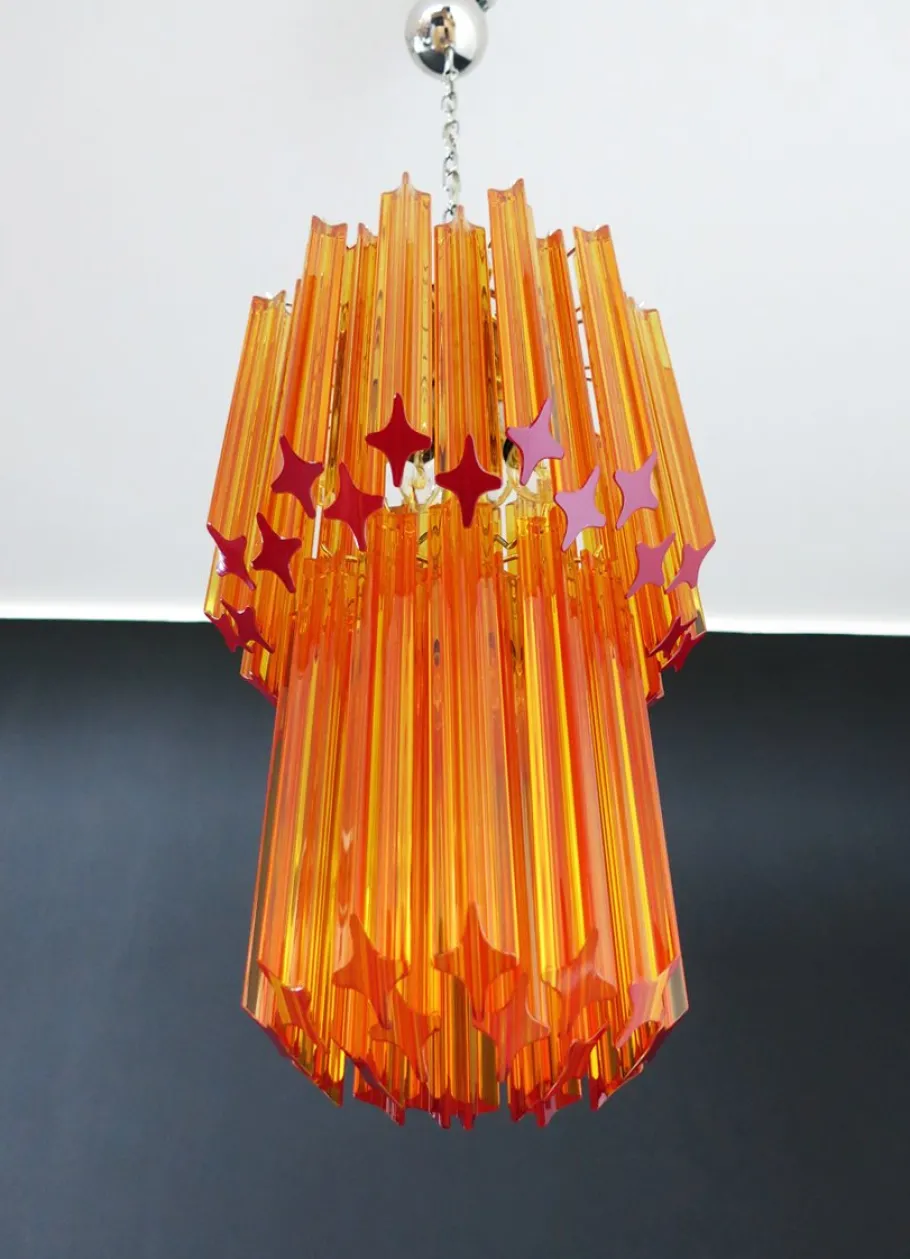 Clearance Pamono Vintage Italian Amber Murano Glass Chandelier, 1982