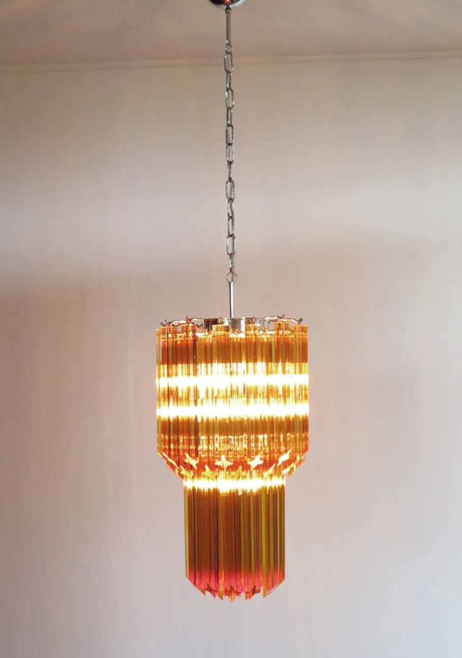 Clearance Pamono Vintage Italian Amber Murano Glass Chandelier, 1982