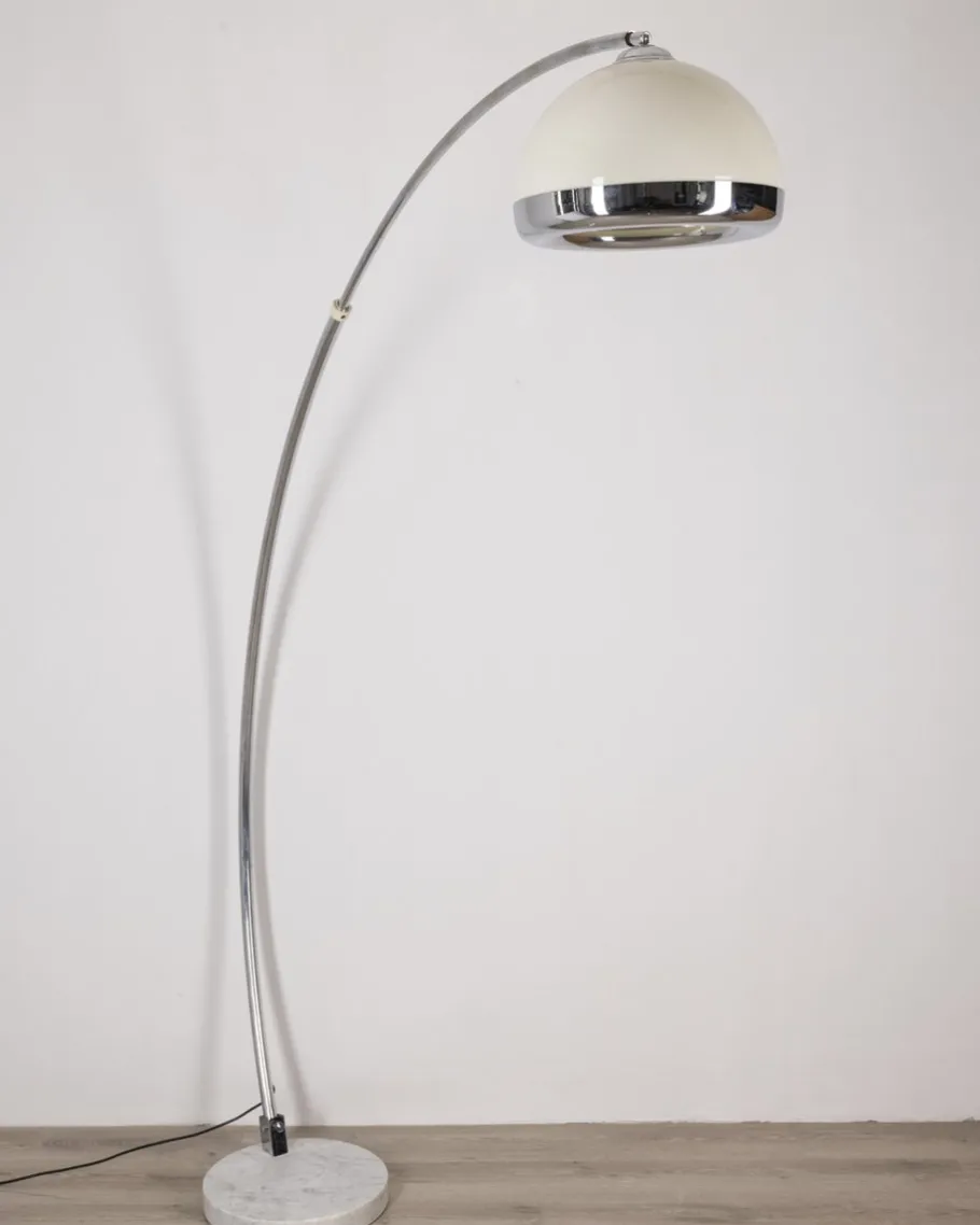 New Pamono Vintage Italian Arc Lamp in Marble and Metal, 1970s