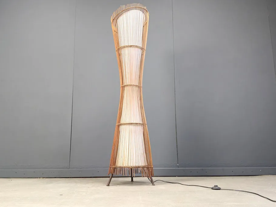 New Pamono Vintage Italian Bamboo Floor Lamp, 1960s