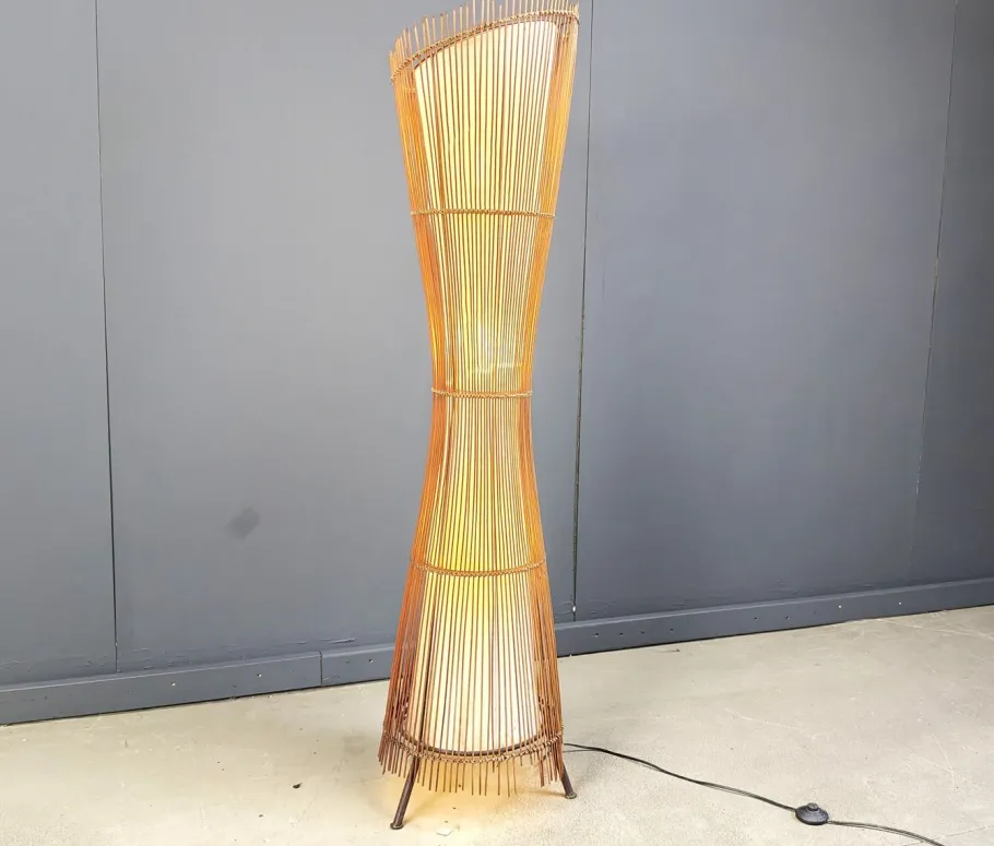 New Pamono Vintage Italian Bamboo Floor Lamp, 1960s