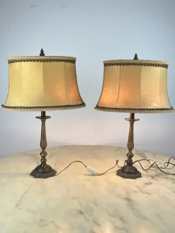 Clearance Pamono Vintage Italian Bedside Table Lamps in Bronze, 1940s, Set of 2