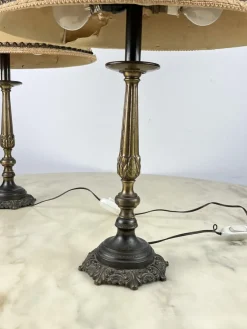Clearance Pamono Vintage Italian Bedside Table Lamps in Bronze, 1940s, Set of 2