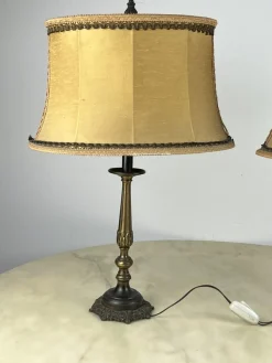 Clearance Pamono Vintage Italian Bedside Table Lamps in Bronze, 1940s, Set of 2