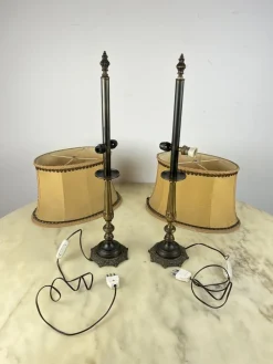 Clearance Pamono Vintage Italian Bedside Table Lamps in Bronze, 1940s, Set of 2