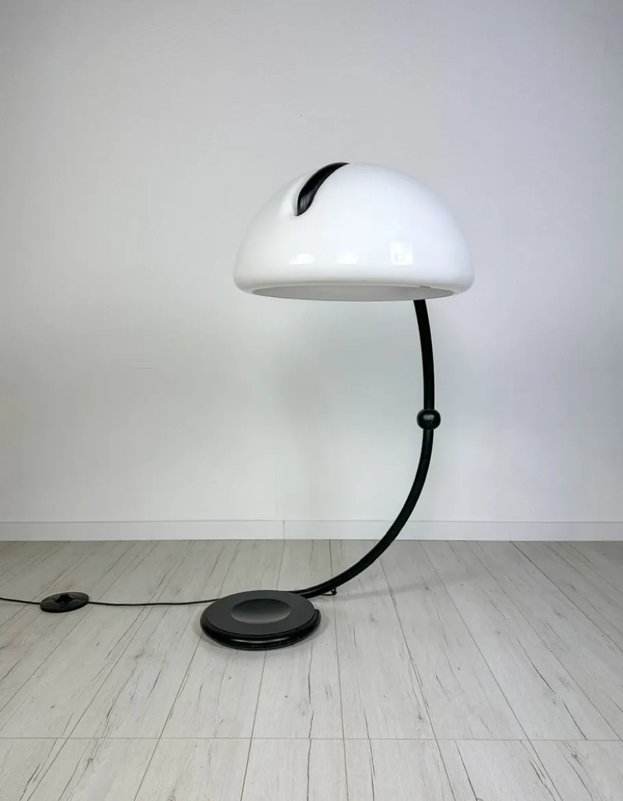 Pamono Vintage Italian Black Serpente Floor Lamp by Elio Martinelli for Martinelli Luce, 1960s