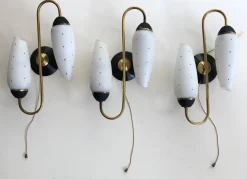 Discount Pamono Vintage Italian Brass and Polka Dot Glass Wall Sconces, 1955, Set of 3