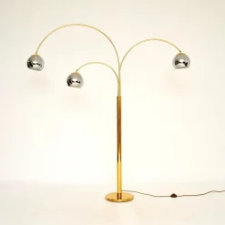 New Pamono Vintage Italian Brass and Chrome Arc Floor Lamp, 1970s
