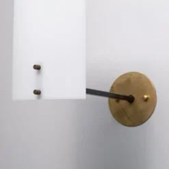 Discount Pamono Vintage Italian Brass Sconces with Curved White Diffusers, 1950s, Set of 2