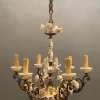 New Pamono Vintage Italian Bronze Ceramic Chandelier by Antonio Zen for Le Ceramiche di Nove e Bassano, 1950s