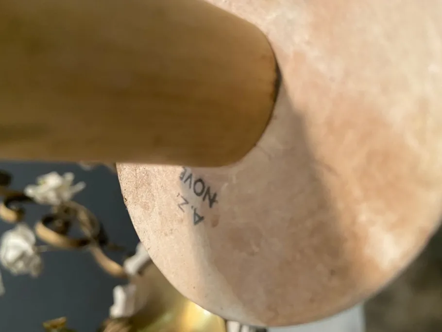 New Pamono Vintage Italian Bronze Ceramic Chandelier by Antonio Zen for Le Ceramiche di Nove e Bassano, 1950s