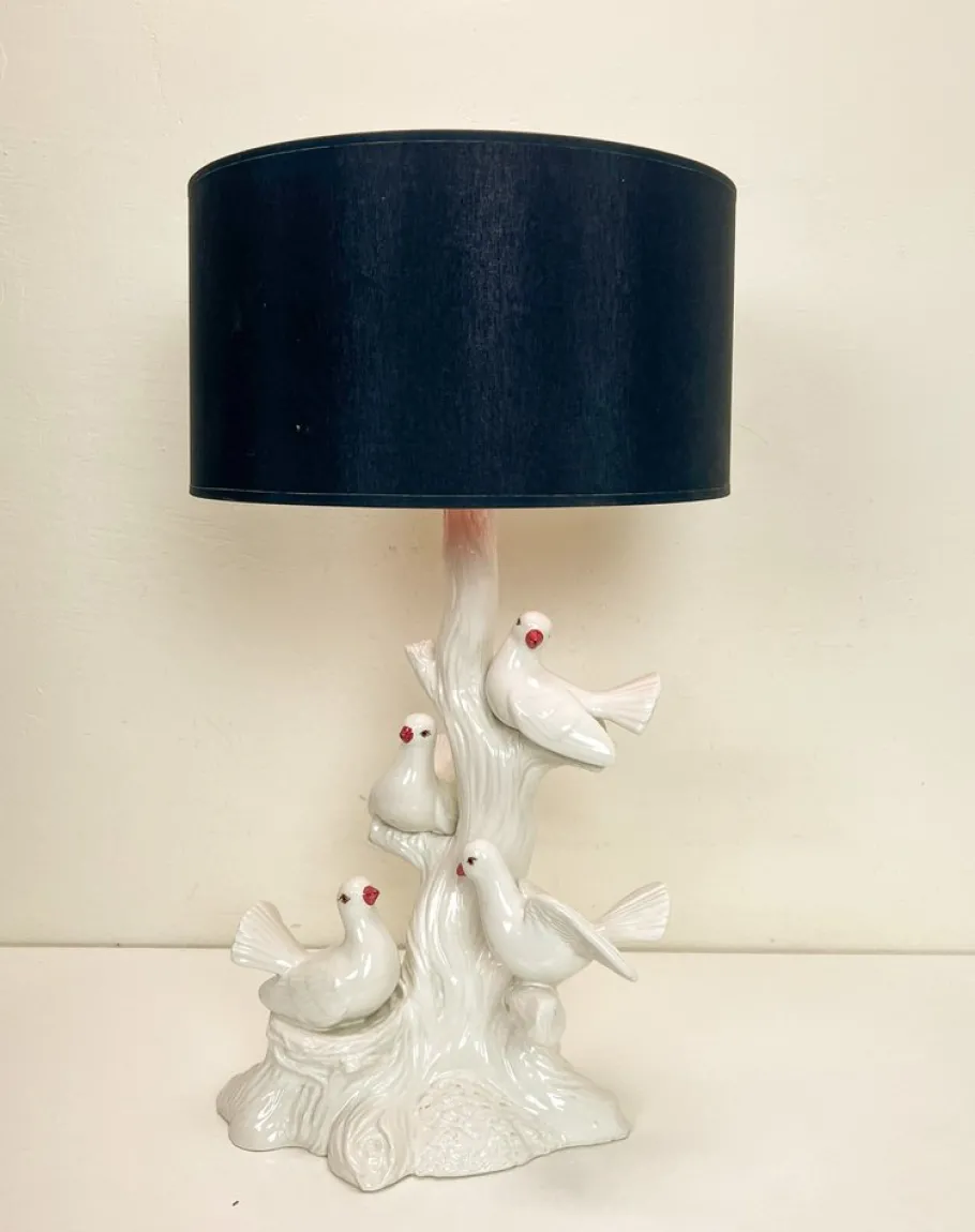 Sale Pamono Vintage Italian Ceramic Bird Table Lamp with Doves, 1960s