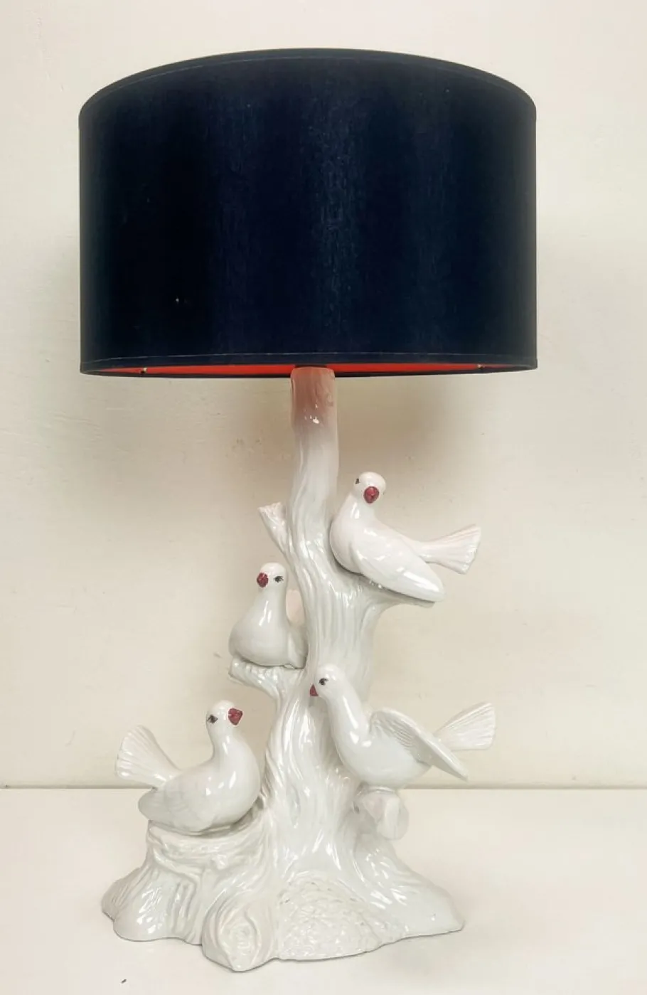 Sale Pamono Vintage Italian Ceramic Bird Table Lamp with Doves, 1960s