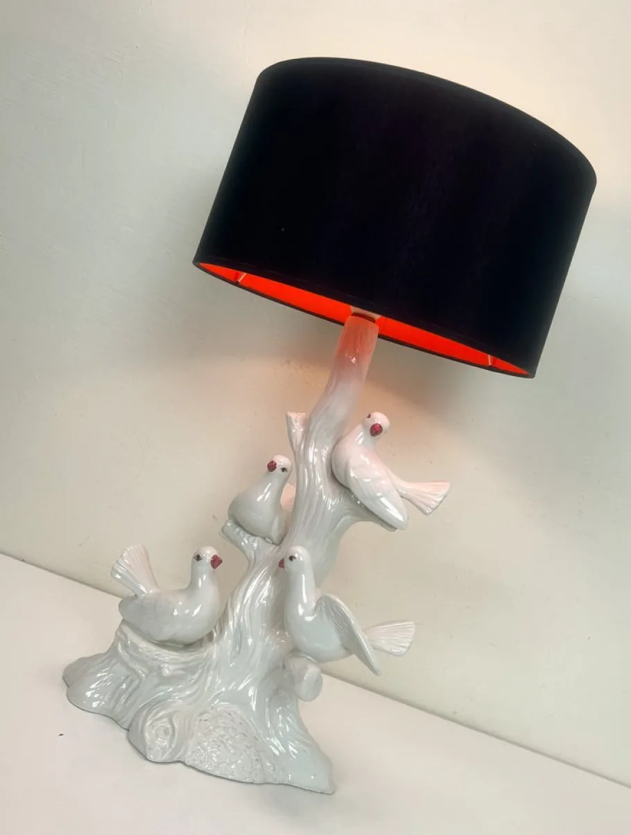 Sale Pamono Vintage Italian Ceramic Bird Table Lamp with Doves, 1960s