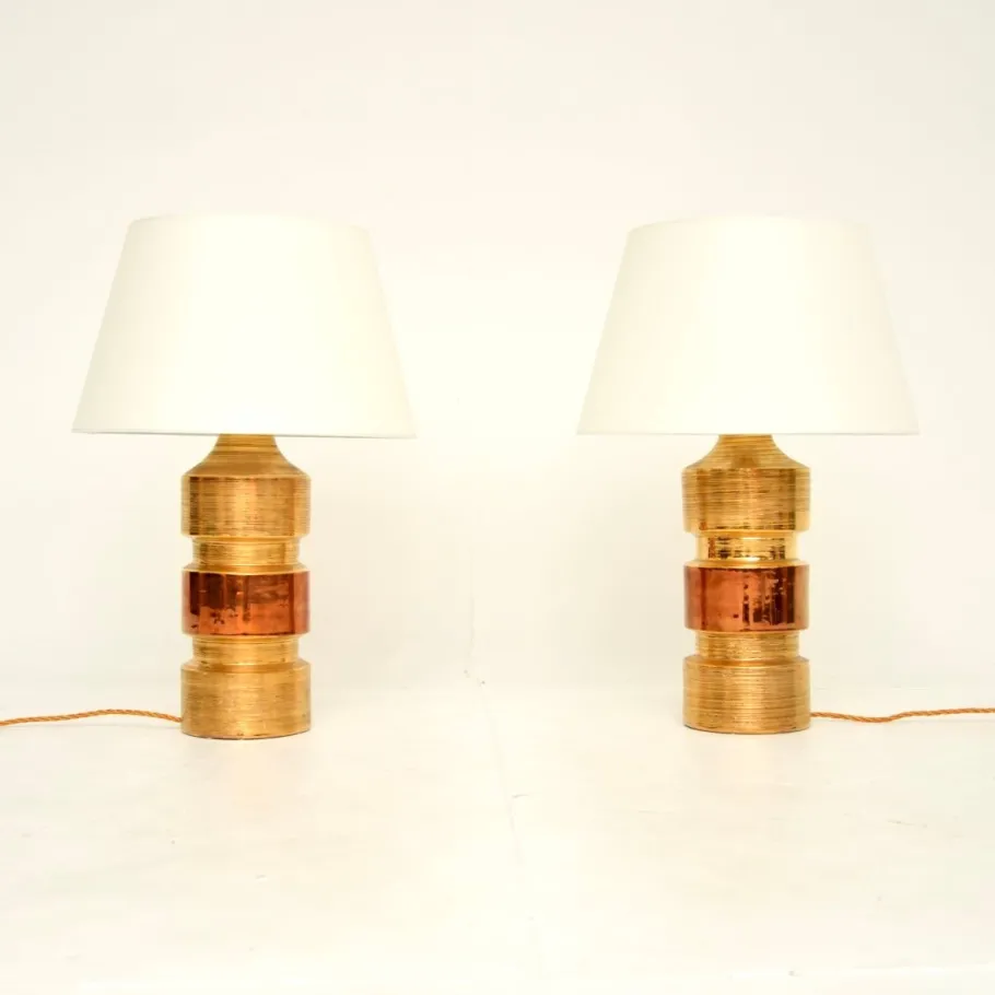 Pamono Vintage Italian Ceramic Table Lamps by Bitossi, 1970, Set of 2