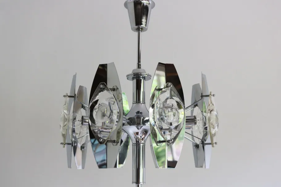 New Pamono Vintage Italian Chandelier by Oscar Torlasco for Stilkronen, 1960