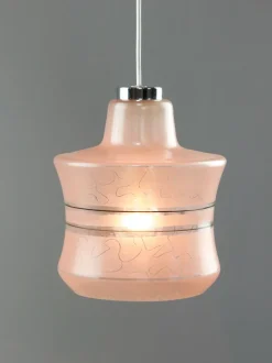 Best Pamono Vintage Italian Chrome and Pink Glass Pendant Lamp