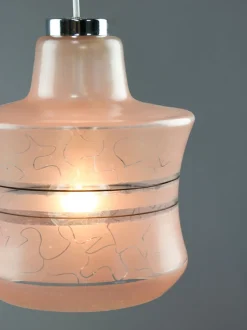 Best Pamono Vintage Italian Chrome and Pink Glass Pendant Lamp