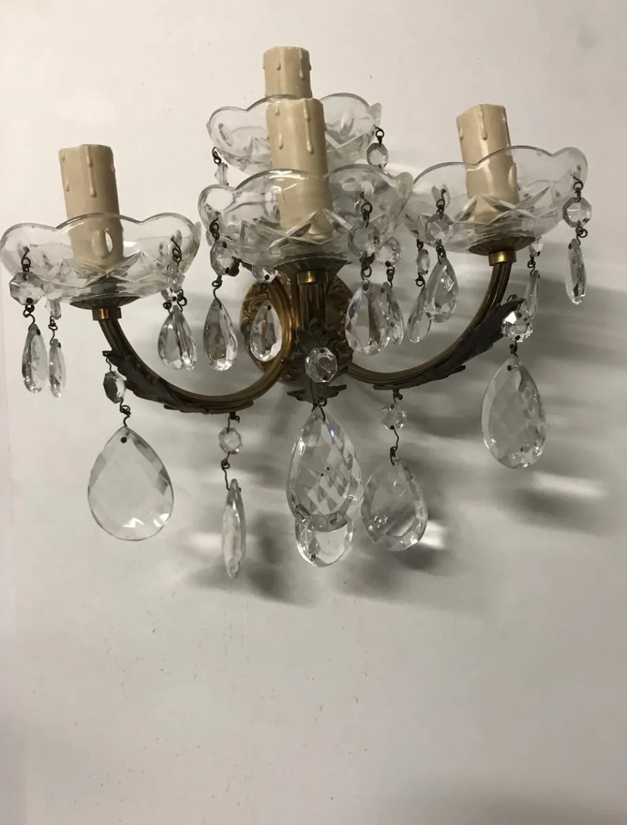 Sale Pamono Vintage Italian Crystal Sconces, Set of 2