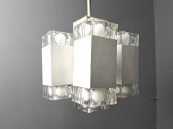 New Pamono Vintage Italian Cubic Chandelier attributed to Gaetano Sciolari, 1970s