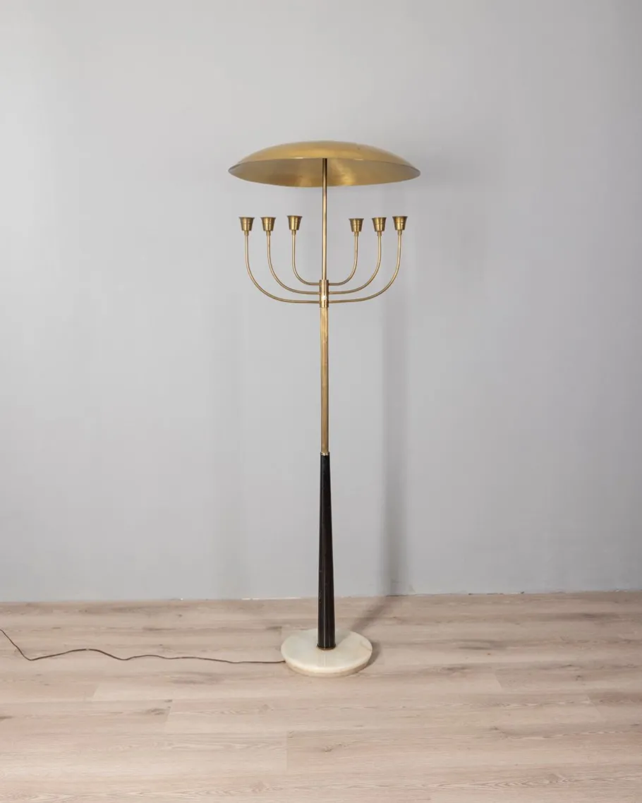 Best Pamono Vintage Italian Floor Lamp in Onyx and Golden Brass, 1950s