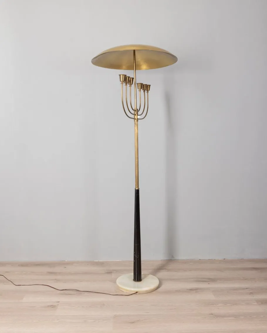 Best Pamono Vintage Italian Floor Lamp in Onyx and Golden Brass, 1950s