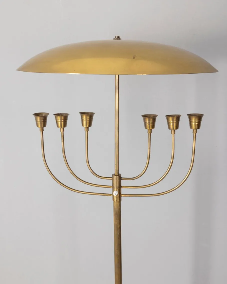 Best Pamono Vintage Italian Floor Lamp in Onyx and Golden Brass, 1950s