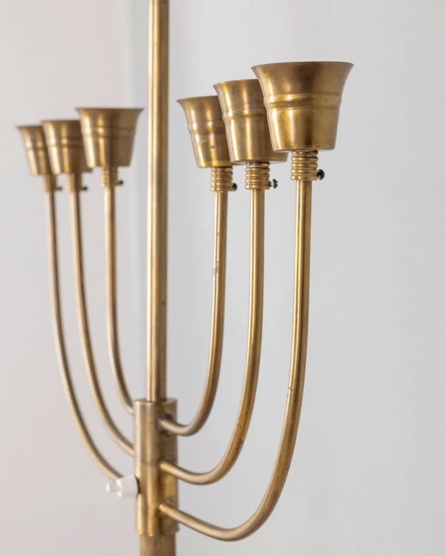 Best Pamono Vintage Italian Floor Lamp in Onyx and Golden Brass, 1950s