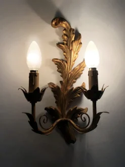 Clearance Pamono Vintage Italian Giltwood Wall Sconces, 1970s, Set of 2