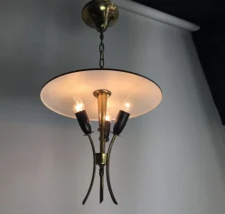 Clearance Pamono Vintage Italian Lamp in Brass with Black and White Lacquer from Stilnovo, 1950s