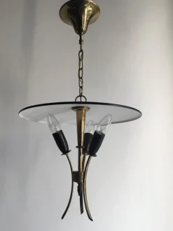 Clearance Pamono Vintage Italian Lamp in Brass with Black and White Lacquer from Stilnovo, 1950s