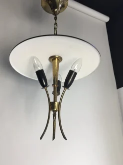 Clearance Pamono Vintage Italian Lamp in Brass with Black and White Lacquer from Stilnovo, 1950s