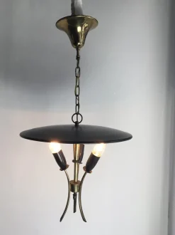Clearance Pamono Vintage Italian Lamp in Brass with Black and White Lacquer from Stilnovo, 1950s