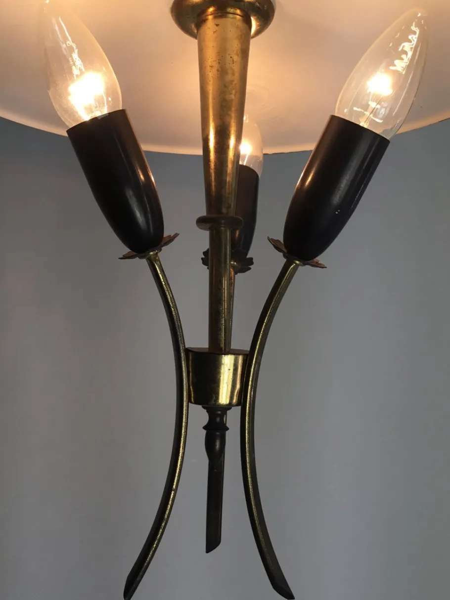 Clearance Pamono Vintage Italian Lamp in Brass with Black and White Lacquer from Stilnovo, 1950s