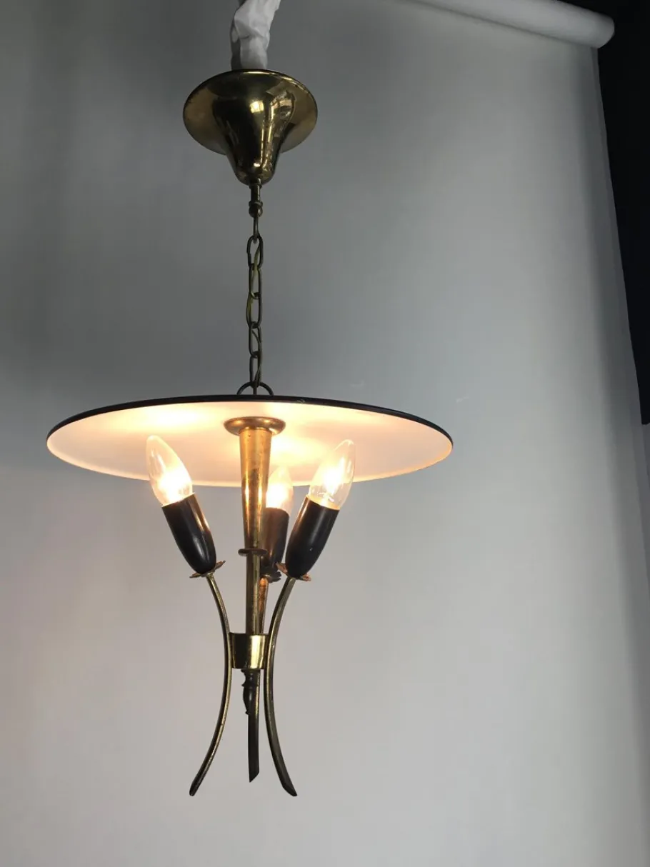 Clearance Pamono Vintage Italian Lamp in Brass with Black and White Lacquer from Stilnovo, 1950s