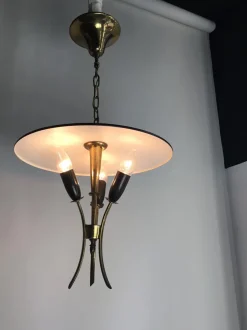 Clearance Pamono Vintage Italian Lamp in Brass with Black and White Lacquer from Stilnovo, 1950s