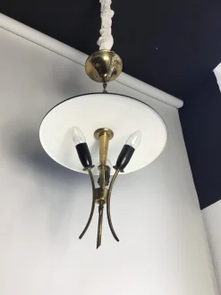 Clearance Pamono Vintage Italian Lamp in Brass with Black and White Lacquer from Stilnovo, 1950s