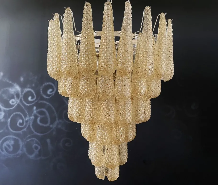 Sale Pamono Vintage Italian Murano Chandelier with 75 Amber Glass Petals, 1990s