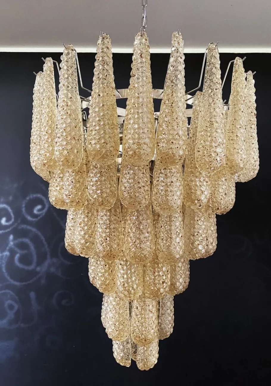 Sale Pamono Vintage Italian Murano Chandelier with 75 Amber Glass Petals, 1990s