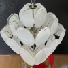 New Pamono Vintage Italian Murano Chandelier with 36 White Disks, 1979