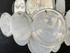 New Pamono Vintage Italian Murano Chandelier with 36 White Disks, 1979