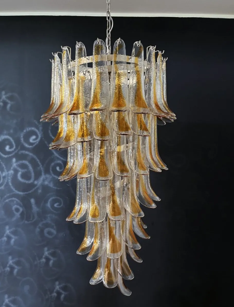 New Pamono Vintage Italian Murano Glass Spiral Chandelier