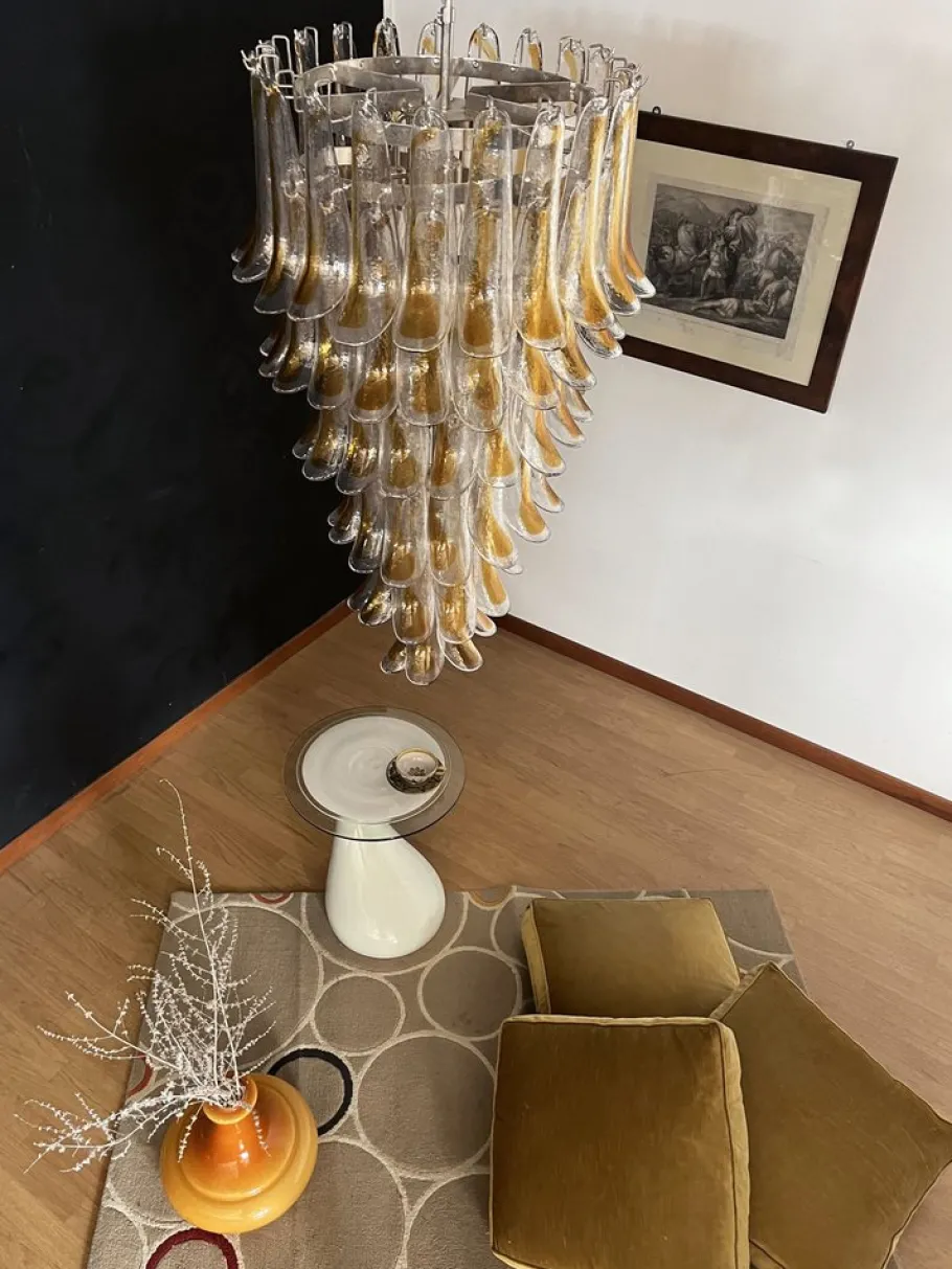 New Pamono Vintage Italian Murano Glass Spiral Chandelier