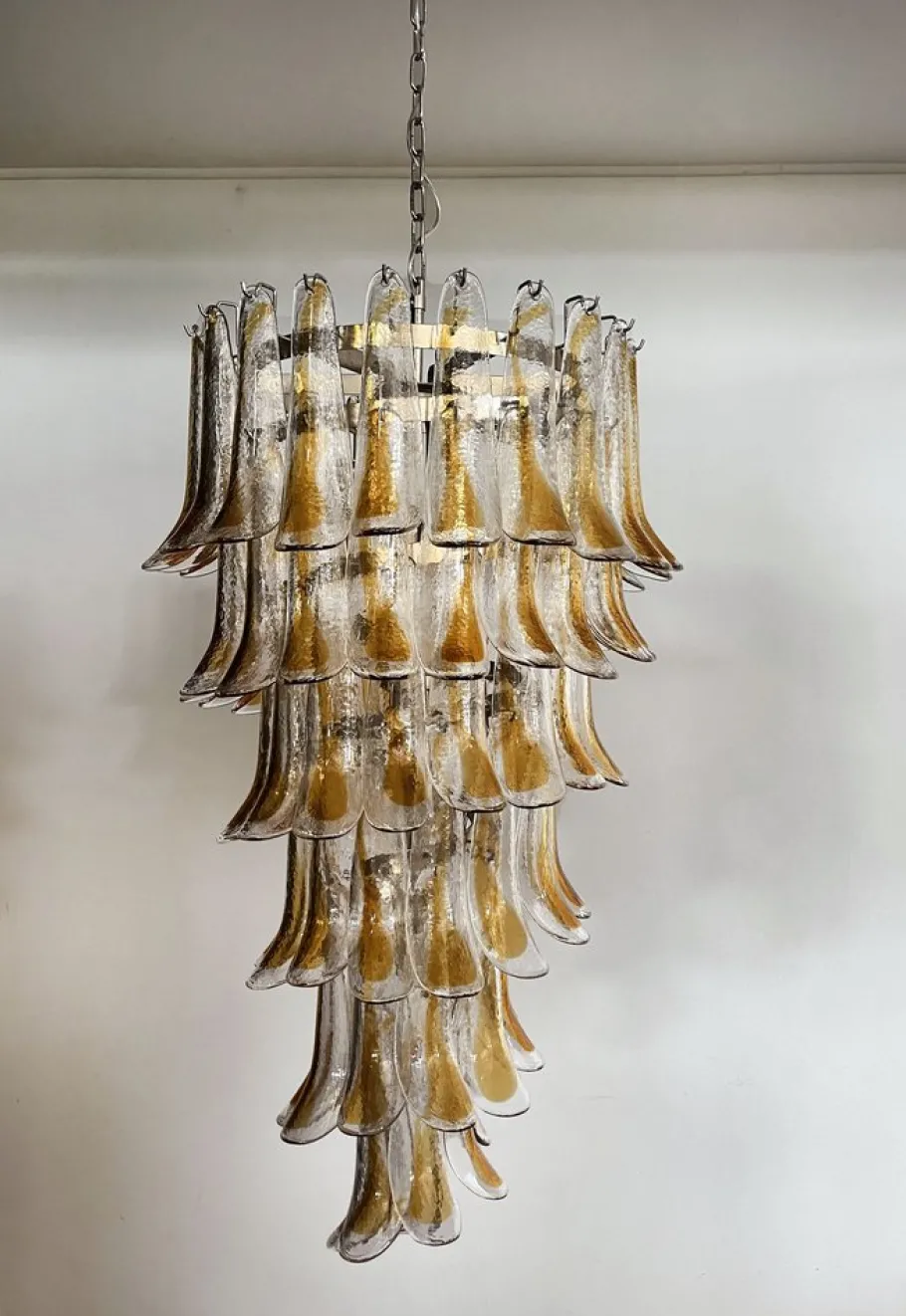 New Pamono Vintage Italian Murano Glass Spiral Chandelier