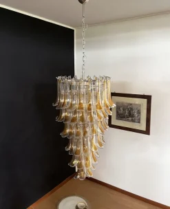 New Pamono Vintage Italian Murano Glass Spiral Chandelier
