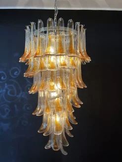 New Pamono Vintage Italian Murano Glass Spiral Chandelier