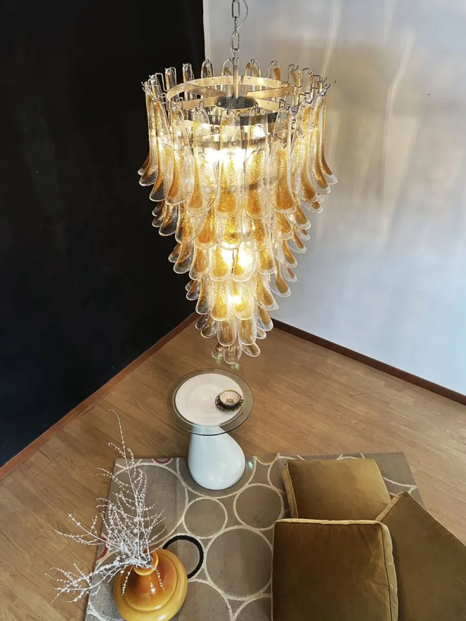 New Pamono Vintage Italian Murano Glass Spiral Chandelier