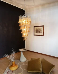 New Pamono Vintage Italian Murano Glass Spiral Chandelier